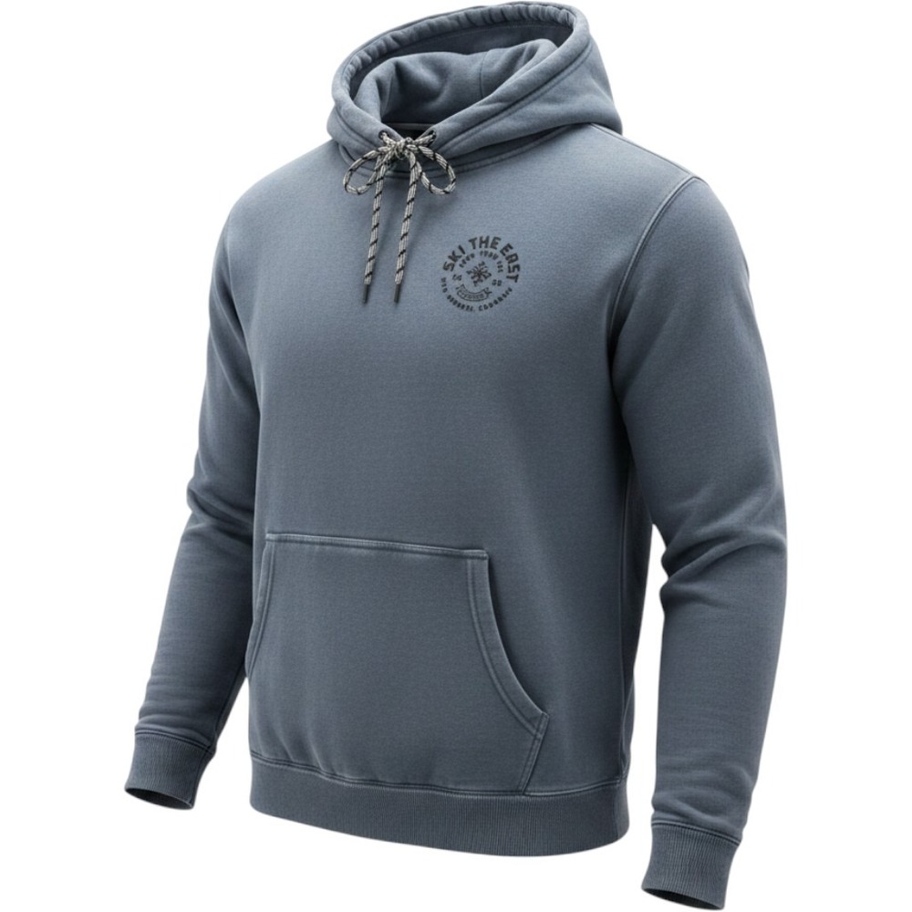 Ski The East Mens Icon Hoodie Storm Blue Organic Cotton Pullover Medium NEW